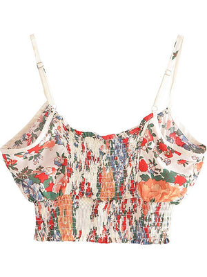 Women Multi Floral Printed Two Piece Suit | Sleeveless Top + Bohemian Loose Pants | S-L