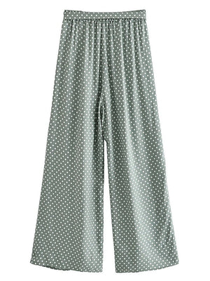 Women's Light Green Boho Two Piece Outfit | Sleeveless Top + Bohemian Pants| S-L