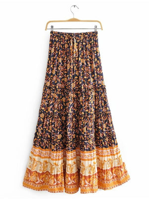 Women's Two Piece Bohemian Spice Outfit | Off Shoulder Top + Drawstring Skirts 2 | S-L