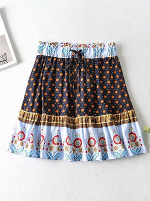 Women's Boho Off Shoulder Strapless Red Or Black Top With Matching Mini Skirt | Clothing Set | M-L