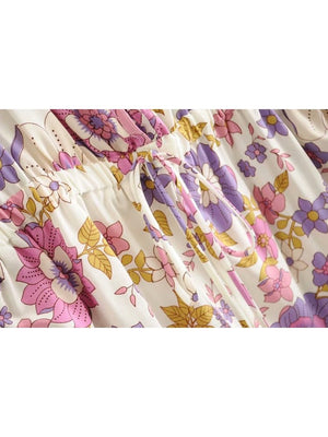 Women's Floral Boho Romper With Tassels | V-Neck Jumpsuit | S-L