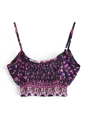 Women's Purple Boho Two Piece Outfit | Sleeveless Top + Bohemian Pants | S-L