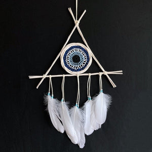 Mini White Evil Eye Bohemian Styled Dream Catcher