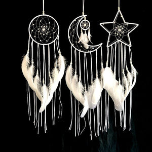 White Or Black Sun, Moon & Star Dream Catcher Set
