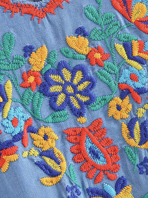 Women's Old School Hippie Beach Mini Dress | Denim | M-L