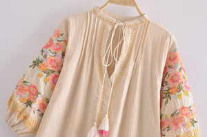 Hippie And Bohemian Linen Cotton Beach Dress | Vintage Styled | M-L