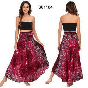 Women's Red Flower Child Versatile Bohemian Skirt Dress | Dual Purpose | Free Size