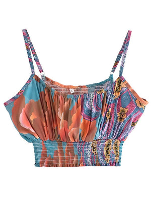 Women's Star and Moon Two Piece Suit | Sleeveless Top + Bohemian Shorts | 2 Pieces Outfit | S-L