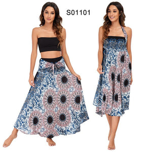 Women's Ocean Swirls Versatile Bohemian Skirt Dress | Dual Purpose | Free Size