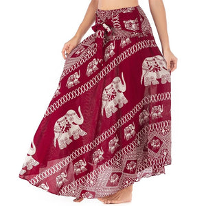 Women's Red Elephant Versatile Bohemian Skirt Dress | Dual Purpose | Free Size