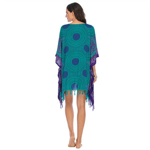 Boho Bikini Cover Up | Green Bohemian Swimwear Beach Top | Free Size