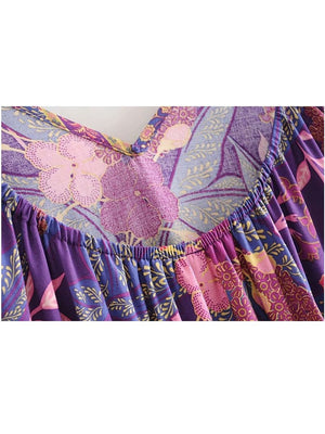 Women's Beautiful Lace Up Boho Dress | V-Neck | S-L