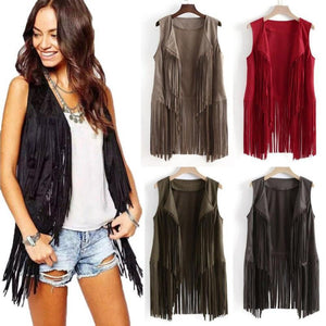 Sleevless 60's Styled Vintage Vest With Tassels | Various Colours | S-XXXL