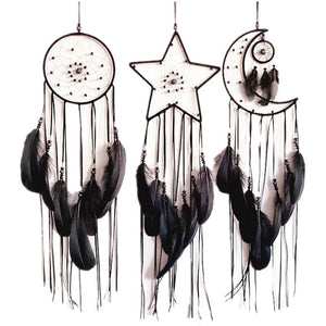 White Or Black Sun, Moon & Star Dream Catcher Set