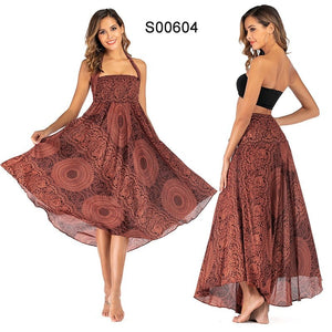 Women's Red Circular Versatile Bohemian Skirt Dress | Dual Purpose | Free Size