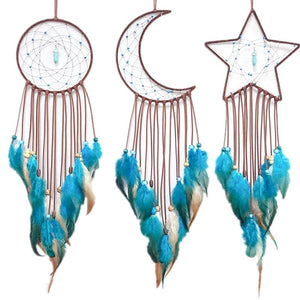 Blue Sun, Moon And Star Dream Catcher Set