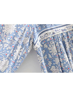 Women's Vintage Styled Long Sleeve Beach Bohemian Dress | S-L