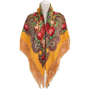 Women's Winter Hippie Flower Printered Poncho Cape | Various Colours | Free Size