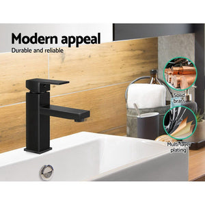 Basin Mixer Tap Faucet | Bathroom Vanity Counter Top | WELS Standard | Brass Black