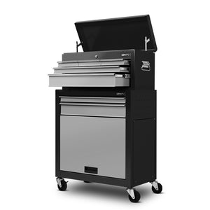 Giantz 7 Drawer Tool Box Cabinet Chest Storage Garage Toolbox Organiser Set Black and Grey