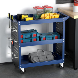 Giantz 3-Tier Tool Trolley Cart - Mobile Work Mechanic Storage Blue | Organize with Ease