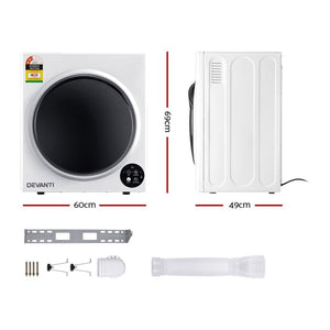 5kg Tumble Dryer | Fully Auto Wall Mount | White