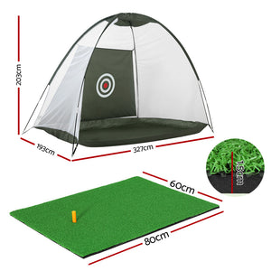 Golf Practice Net and Training Mat - Driving Range Target Hitting Mat by Everfit