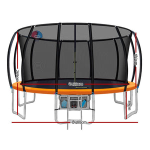Everfit 16FT Trampoline Round Trampolines With Basketball Hoop Kids Present Gift Enclosure Safety Net Pad Outdoor Orange