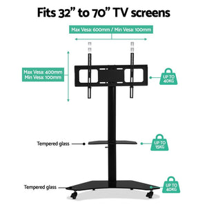 Artiss Floor TV Stand Brakcket Mount Swivel Height Adjustable 32 to 70 Inch Black