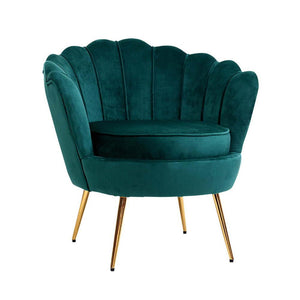 Green Velvet Shell Arm Chair