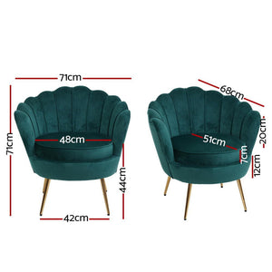Green Velvet Shell Arm Chair