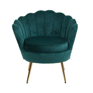 Green Velvet Shell Arm Chair