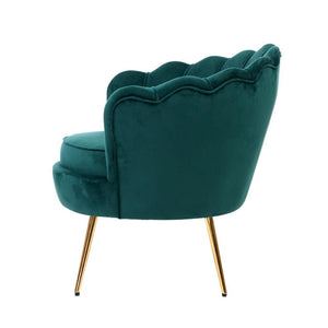 Green Velvet Shell Arm Chair