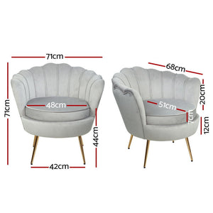 Retro Soft Velvet Grey Armchair / Sofa Seat