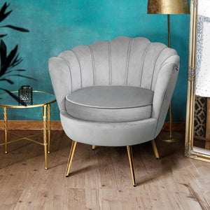 Retro Soft Velvet Grey Armchair / Sofa Seat