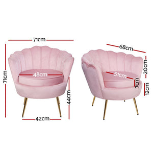 Pink Velvet Retro Arm Chairs / Sofa Chair