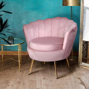 Pink Velvet Retro Arm Chairs / Sofa Chair