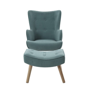 Blue Fabric Armchair Lounge Chair With Ottoman