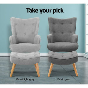 Grey Arm Chair With Matching Ottoman