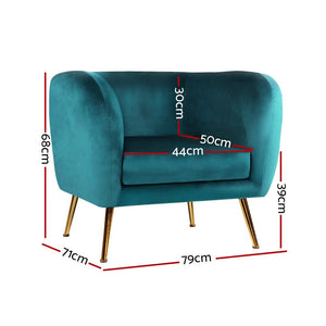 Retro Green Velvet Circular Armchair