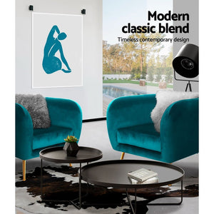 Retro Green Velvet Circular Armchair