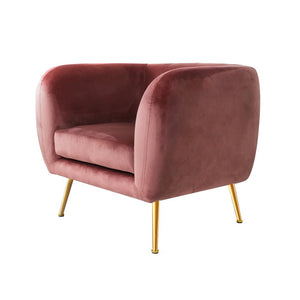 Retro Pink Velvet Circular Armchair