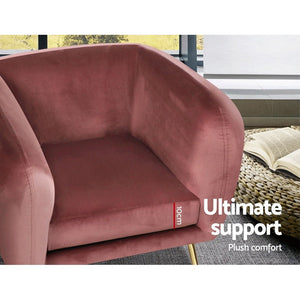 Retro Pink Velvet Circular Armchair