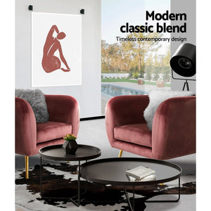 Retro Pink Velvet Circular Armchair