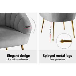 Grey Velvet Studio Styled Armchair