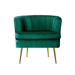 Green Velvet Retro Styled Arm Chair