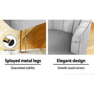 Grey Velvet Retro Styled Arm Chair