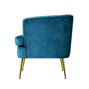 Blue Velvet Retro Styled Arm Chair