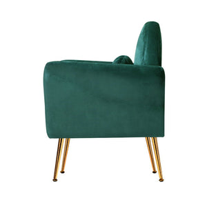Vintage Classic Styled Green Velvet Arm Chair