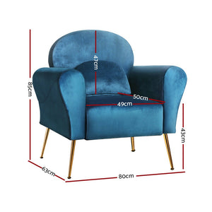 Vintage Classic Styled Navy Velvet Arm Chair
